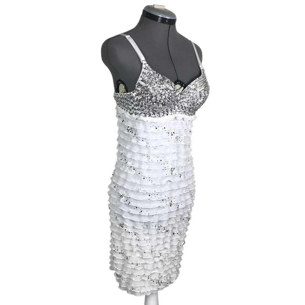 Janice Dress Women's Small Vintage 90s Sparkly Sequins Ruffles Sleeveless